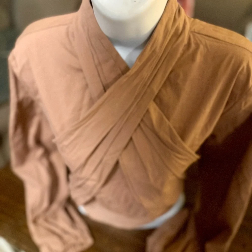 NWT Future Collective Taupe Wrap Blouse - Size M